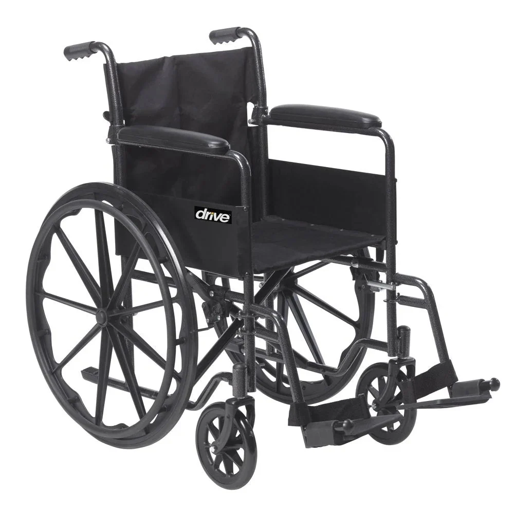 Drive Medical Silver Sport 1 Wheelchair With Full Arms And Swing Away Removable Footrest