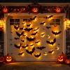 DUHKP 36 Pack Light Up Bats Halloween Decorations, Orange | 3D Stereoscopic Design, Removable Bat Wall Stickers, for Ind