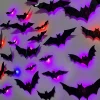 DUHKP 36 Pack Light Up Bats Halloween Decorations, Orange | 3D Stereoscopic Design, Removable Bat Wall Stickers, for Ind