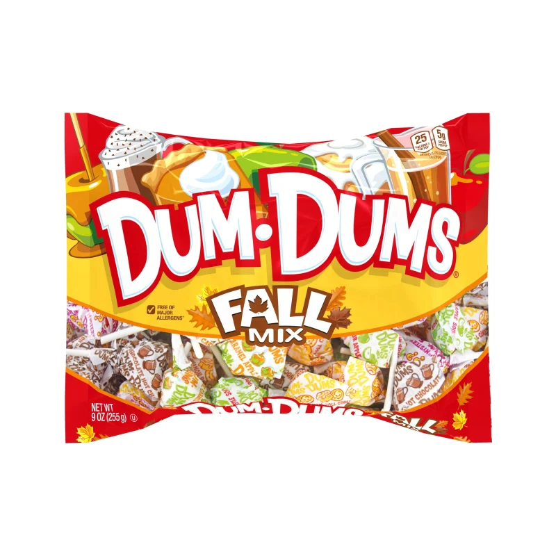 Dum Dums Fall Mix Halloween Assorted Candy, Allergen Free, Lollipops & Suckers, Hard Party Candy for Trick or Treat and