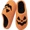 Ecetana Halloween Slippers for Women Holiday Fluffy Warm Fleece Slippers Indoor Bedroom House Shoes