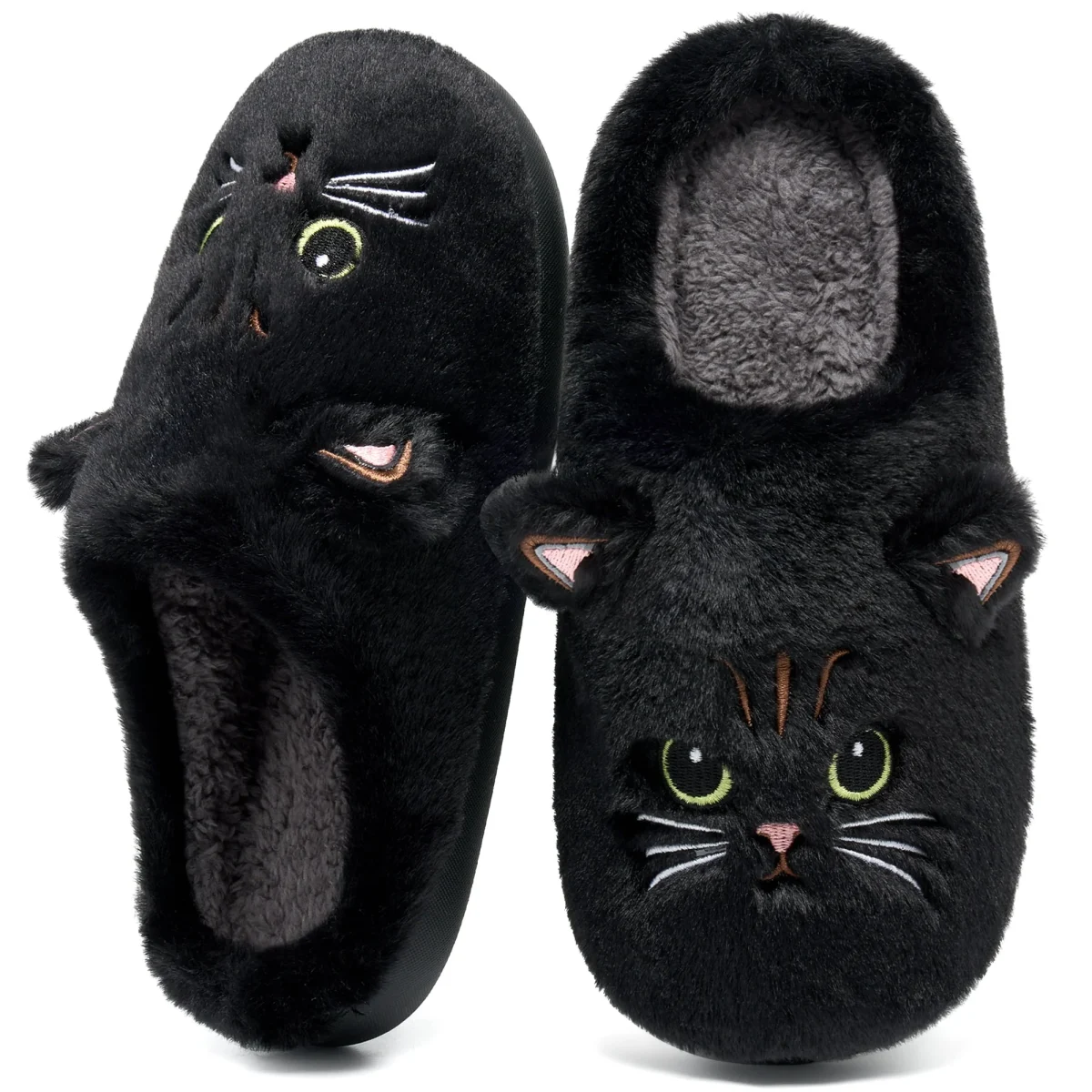 Ecetana Women's Cute Fuzzy Slippers Comfort Faux Fur Memory Foam Non-Slip House Slippers for Women