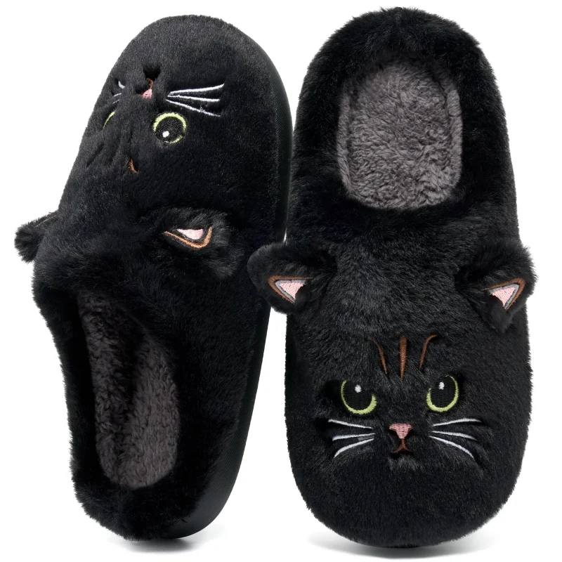 Ecetana Women's Cute Fuzzy Slippers Comfort Faux Fur Memory Foam Non-Slip House Slippers for Women