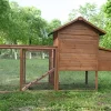 ECOLINEAR Outdoor Wooden Chicken Coop With Nest Box, 80.7in x 26in x 44.5in, Natural Wood
