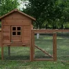ECOLINEAR Outdoor Wooden Chicken Coop With Nest Box, 80.7in x 26in x 44.5in, Natural Wood