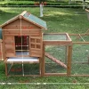 ECOLINEAR Outdoor Wooden Chicken Coop With Nest Box, 80.7in x 26in x 44.5in, Natural Wood