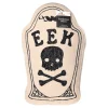 Eek Tombstone-Shaped Decorative Pillow, Black and Beige, 10" x 15", Halloween by Way To Celebrate
