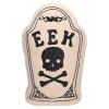 Eek Tombstone-Shaped Decorative Pillow, Black and Beige, 10" x 15", Halloween by Way To Celebrate