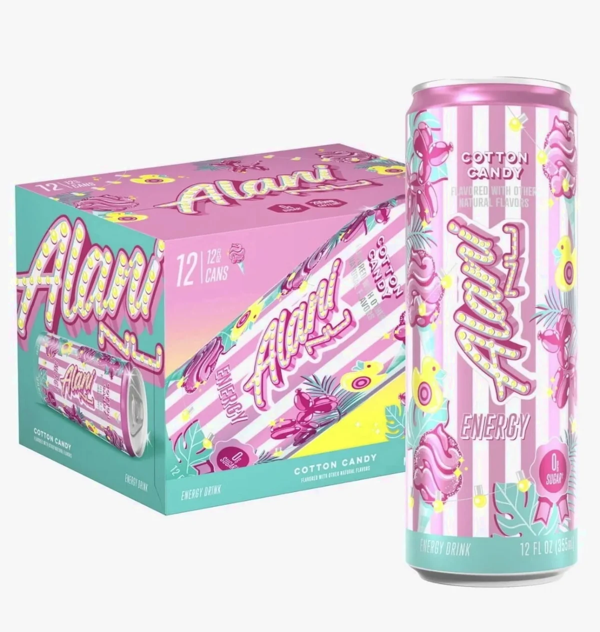 Energy Drink Cotton Candy Flavor 12 Pack 12 fl oz Cans