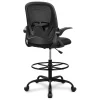 Ergonomic Drafting Chair With Adjustable Lumbar Support, Foot Ring And Flip-Up Armrests