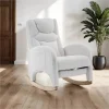 Ergonomic Fabric Nursery Rocking Chair With Adjustable Footrest And Gentle Recline - 37.6-49.2D 26W 39H