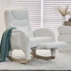 Ergonomic Fabric Nursery Rocking Chair With Adjustable Footrest And Gentle Recline - 37.6-49.2D 26W 39H