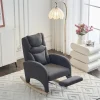 Ergonomic Fabric Nursery Rocking Chair With Adjustable Footrest And Gentle Recline - 37.6-49.2D 26W 39H