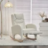 Ergonomic Fabric Nursery Rocking Chair With Adjustable Footrest And Gentle Recline - 37.6-49.2D 26W 39H