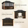 EROMMY Sunroom 10 x 12 ft With Galvanized Steel Double Roof, Aluminum Alloy Frame, Wood Grain Appearance