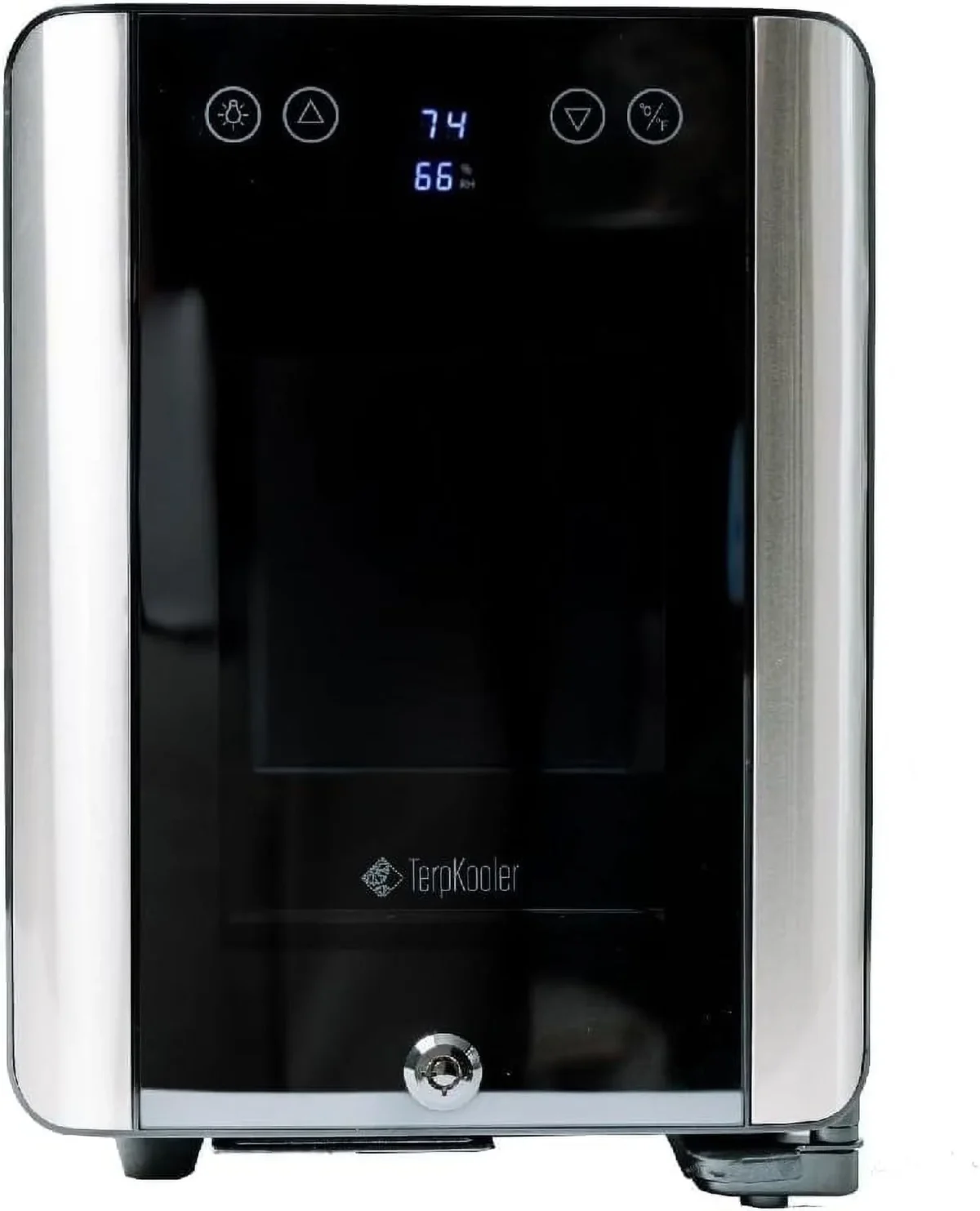 Essential Cooler Mini Fridge With Temperature And Humidity Control, 3 USB Ports, Smoked Glass Shelves And Lockable UV Gl