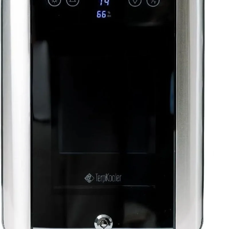 Essential Cooler Mini Fridge With Temperature And Humidity Control, 3 USB Ports, Smoked Glass Shelves And Lockable UV Gl