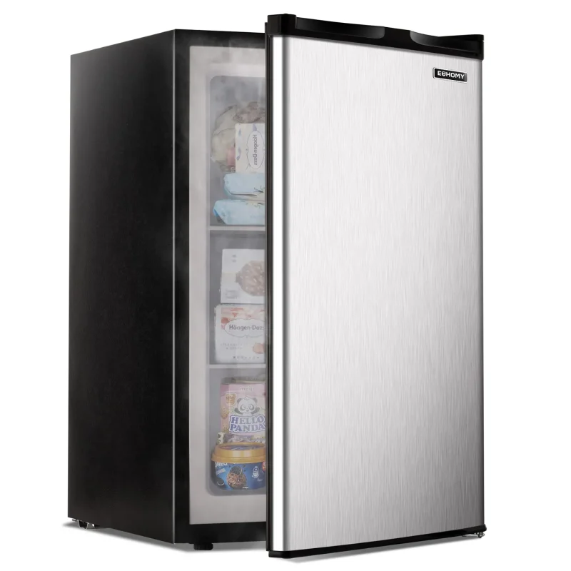 EUHOMY 3.0 Cubic Feet Single Door Compact Upright Freezer, Silver - MF-30-Y