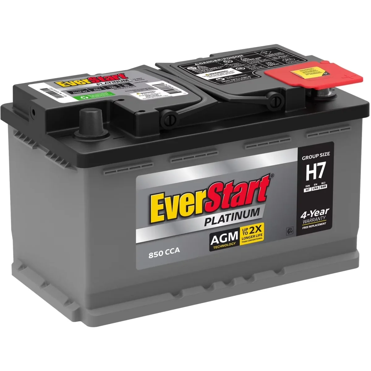 EverStart Platinum AGM Automotive Battery, Group Size H7 / LN4 / 94R, 12 Volt, 850 CCA