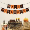 EWSFHUI Happy Halloween Banner Halloween Black and Orange Bunting Banner Garland for Halloween Party Decorations Hallowe