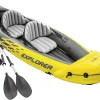 Explorer K2 Inflatable Kayak Set, 2-Person, Yellow, 400 lb Capacity - Explorer K2