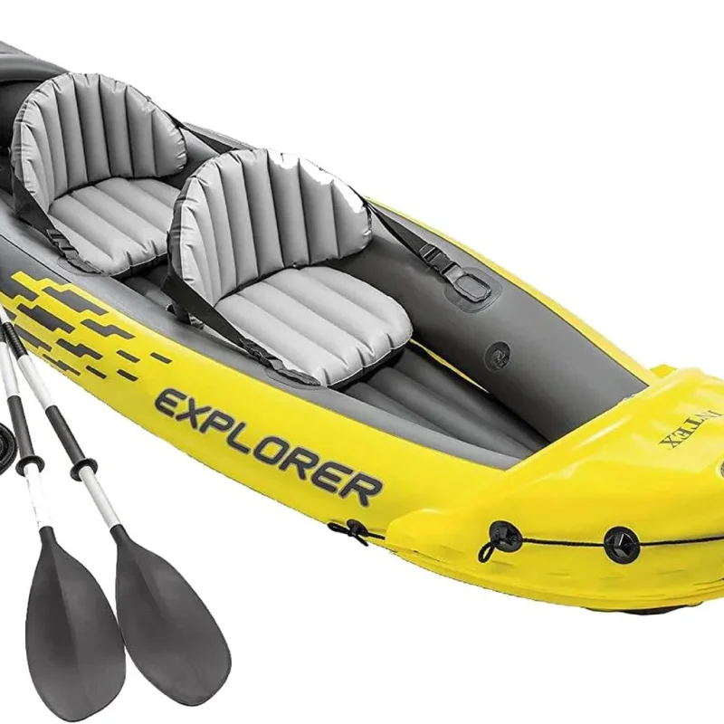 Explorer K2 Inflatable Kayak Set, 2-Person, Yellow, 400 lb Capacity - Explorer K2