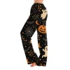 Fabrcox Halloween Womans Pajama Pants Ghost Pumpkin Candy Sleep Pants Women Fall Winter Festival Soft Lounge Pants for W