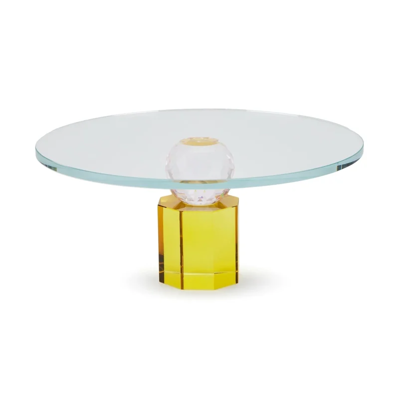 Faceted Crystal Glass Cake Stand - 4.8h x 11diam