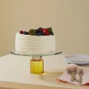 Faceted Crystal Glass Cake Stand - 4.8h x 11diam