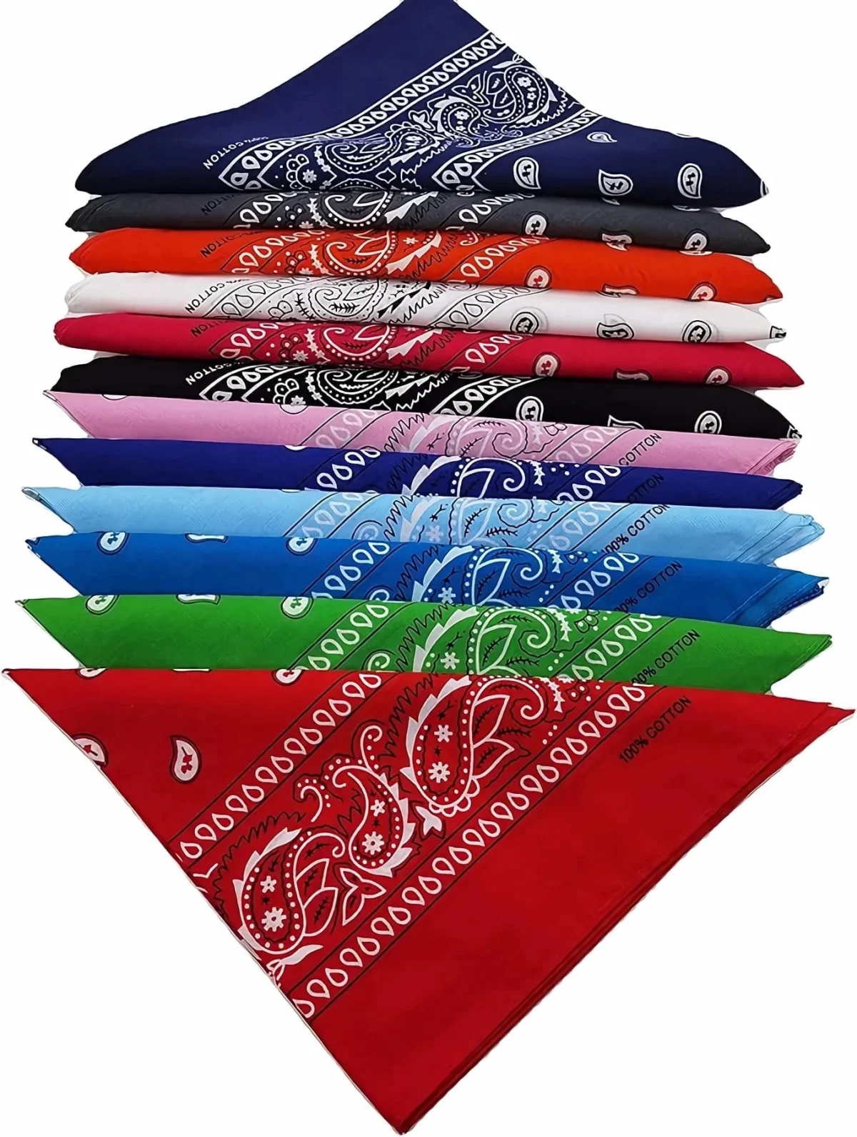 Fanni Youpin Assorted Colors Paisley Cowboy Bandanas 12 Pack 22 inch Thick Cotton Kerchiefs for Men Women Mixed color