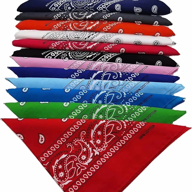 Fanni Youpin Assorted Colors Paisley Cowboy Bandanas 12 Pack 22 inch Thick Cotton Kerchiefs for Men Women Mixed color