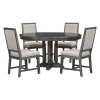 Farmhouse Extendable Round Dining Table Set With 4 Upholstered Chairs - 5-Piece