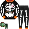 FEDPOP Toddler Halloween Pajamas Kids Skeleton Glow in the Dark Sleepwear Pjs Set 5T