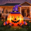 Firstness 6.2FT Halloween Inflatable Decorations Pumpkin Spider with LED Lights, Halloween Blow Ups for Yard Party