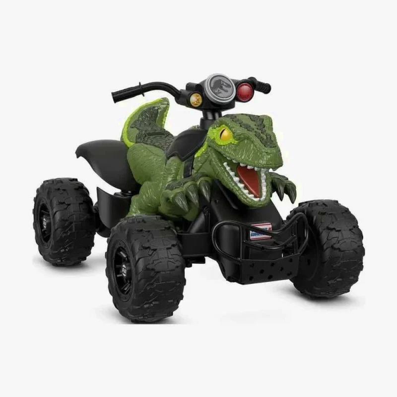 Fisher-Price Power Wheels Jurassic World Dino Racer Ride-On ATV, 6 MPH Green Dinosaur Toy