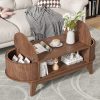 Fluted Oval Coffee Table With Storage, 46.45 x 19.68 x 15.94 in