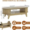 Fluted Oval Coffee Table With Storage, 46.45 x 19.68 x 15.94 in