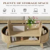 Fluted Oval Coffee Table With Storage, 46.45 x 19.68 x 15.94 in