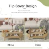 Fluted Oval Coffee Table With Storage, 46.45 x 19.68 x 15.94 in