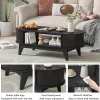 Fluted Oval Coffee Table With Storage, 46.45 x 19.68 x 15.94 in