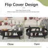 Fluted Oval Coffee Table With Storage, 46.45 x 19.68 x 15.94 in