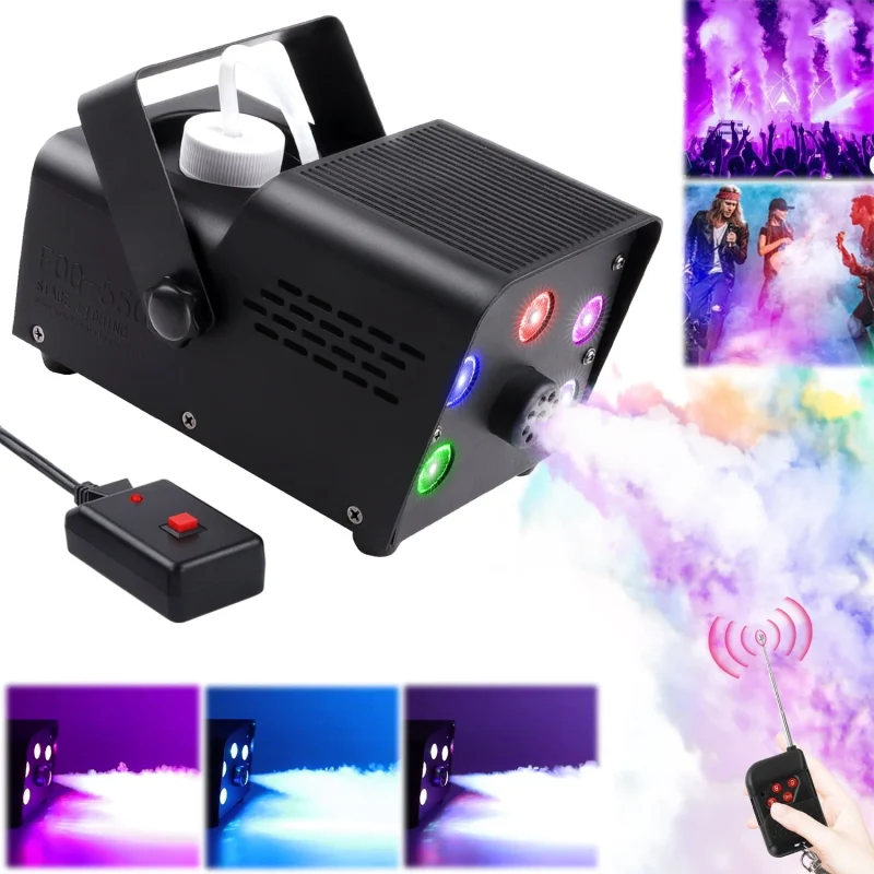 Fog Machine Smoke 550W 5 three-in-one RGB Light Beads Smoke Machine with Remote Control for Party Stage