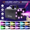 Fog Machine with 13 Colorful LED Lights Effect, 500W Smoke Machine with 1 Wired Receiver and Wireless Remote Controls, A