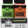FolkArt 7494E Glow-in-the-Dark Acrylic Paint Set, Matte Finish, Set of 6, 12 fl oz