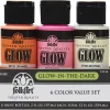 FolkArt 7494E Glow-in-the-Dark Acrylic Paint Set, Matte Finish, Set of 6, 12 fl oz
