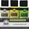 FolkArt 7494E Glow-in-the-Dark Acrylic Paint Set, Matte Finish, Set of 6, 12 fl oz