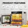 Food Dehydrator, 8 Tiers, 500W Stainless Steel, 30~90C, 24hr Digital Timer