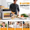 Food Dehydrator, 8 Tiers, 500W Stainless Steel, 30~90C, 24hr Digital Timer