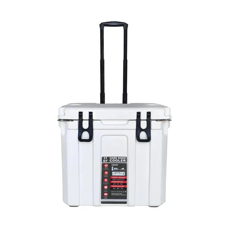 Freeze 37 Quart Wheeled Ice Chest Cooler, White, LLDPE - 21.1 x 15 x 18.7 in