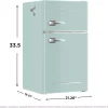 Frigidaire Retro 2 Door Mini Refrigerator With Freezer And Side Bottle Opener, 3.1 Cu Ft, 19in D x 20.5in W x 33.5in H